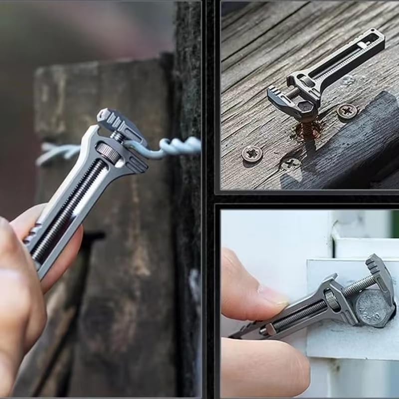 Mini Multitool Wrench,Mini Multitool Schraubenschlüssel,Compact Titanium Multitool, Mini Multifunktionaler Schraubenschlüssel, Flaschenöffner,Bieröffner, Nagelzieher, Verstellbares Multitool (2PCS)