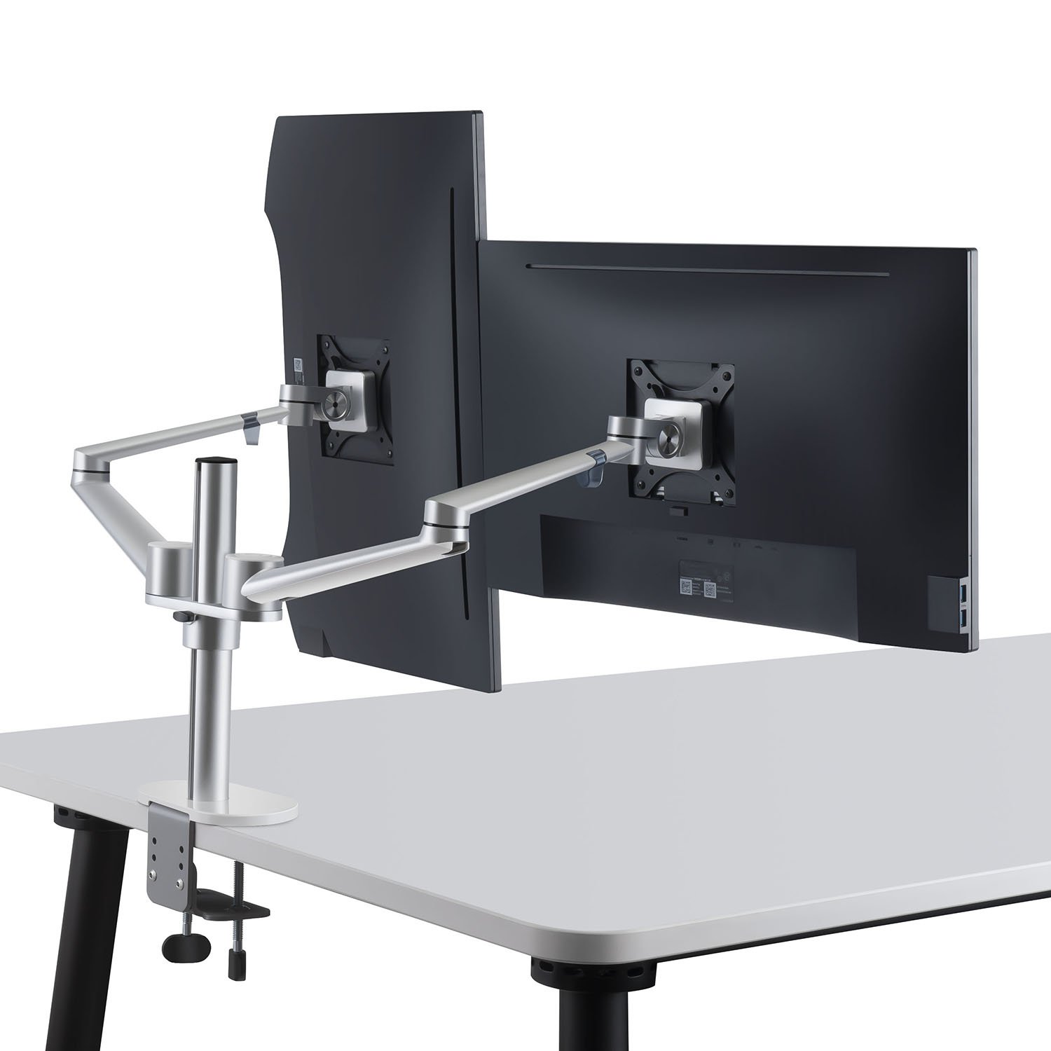 ThingyClub® Adjustable Aluminium Universal Full Motion Desk Mount Arm Stand Bracket (Dual Monitors - Silver)