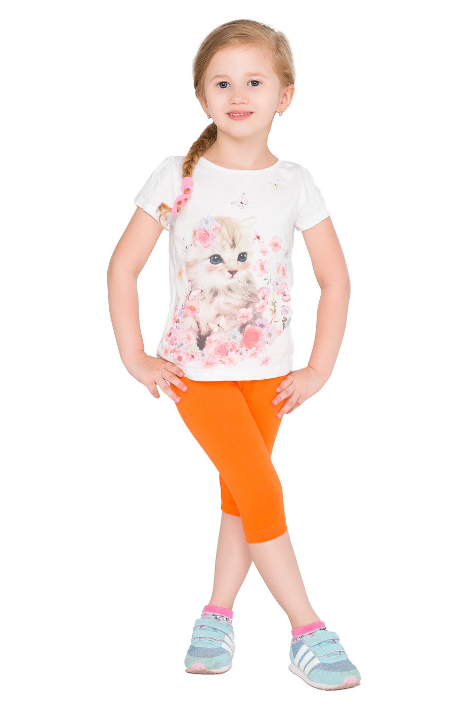 hi!mom Girls Cropped Leggings 3/4 Lenght - Cotton Basic Opaque Stretchy Dance Sport School Summer Capri Leggings - Pants for Kids Leggings — view 9