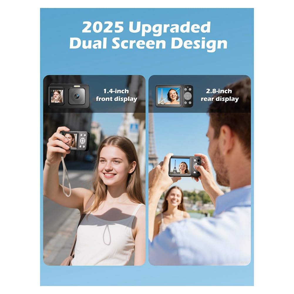 Ideale per Vlogging e Fotografia - Fotocamera Digitale 5K 80MP con Doppio Schermo, Zoom 18X, Tecnologia Anti-Vibrazione