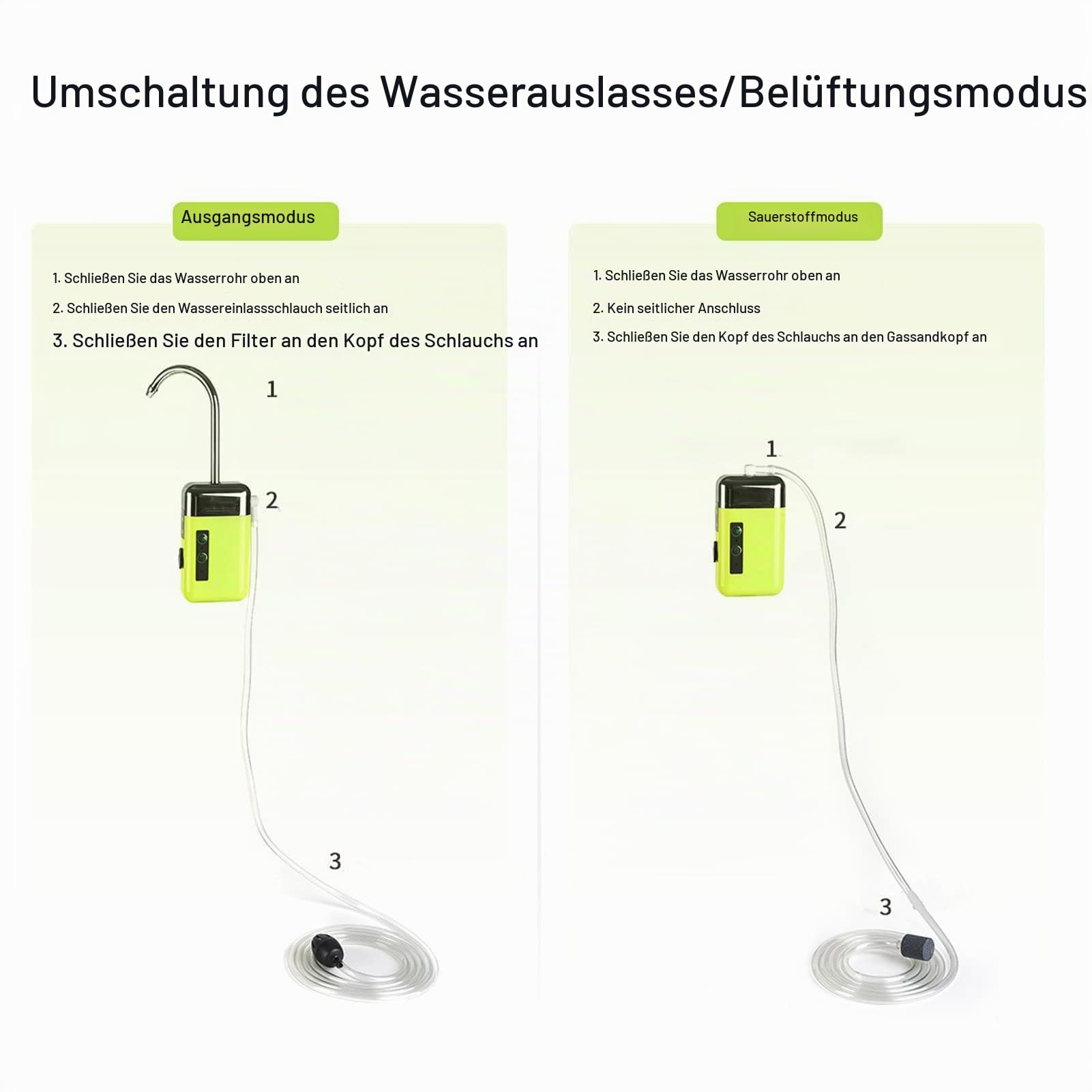 Sauerstoffpumpe, Wasserpumpe Angeln 3 Modi Wiederaufladbare Aquarium-Luftpumpe Multifunktionale mit LED-Licht Aquariumpumpe Angeln Im Freien