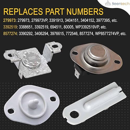 Miniatura 2 de Seentech Termostato de secadora 279973 y 3392519 y 8577274 Kit de fusibles de corte térmico y control de termistor y fusible térmico, pieza de