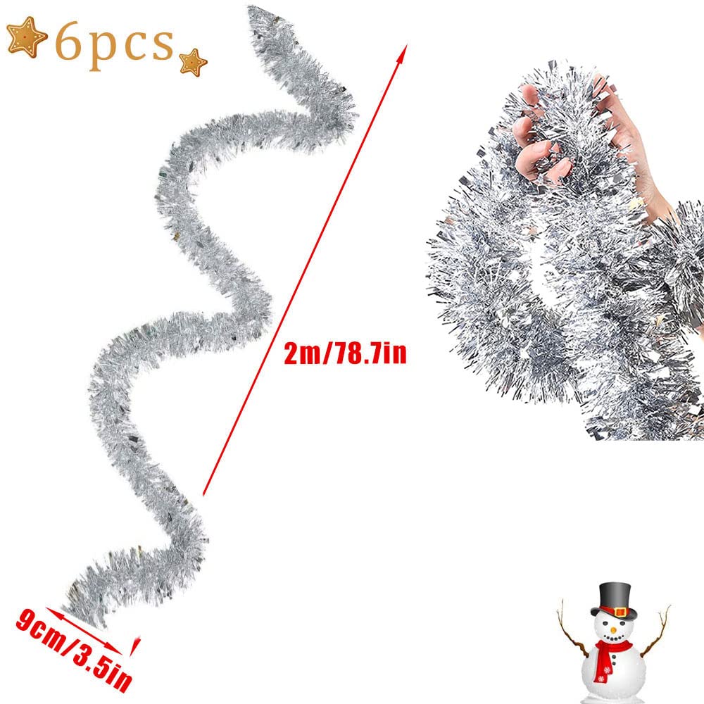 Weyying 6 Pezzi Metallico Ghirlanda di Tinsel, Ghirlanda Tinsel di Natale, Natale Tinsel Ghirlanda, Festoni Albero di Natale, Tinsel Appendere Albero, per Natale, Compleanno, Festa, Festival (Rosso
