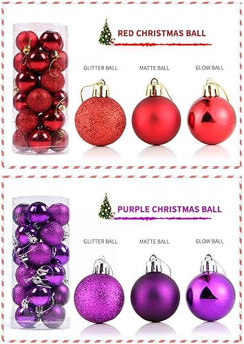 Miniatura 3 de 24 adornos de bola de Navidad, mini esferas de Navidad de plástico inastillables con cuerda para colgar, juego de bolas decorativas empaquetadas en