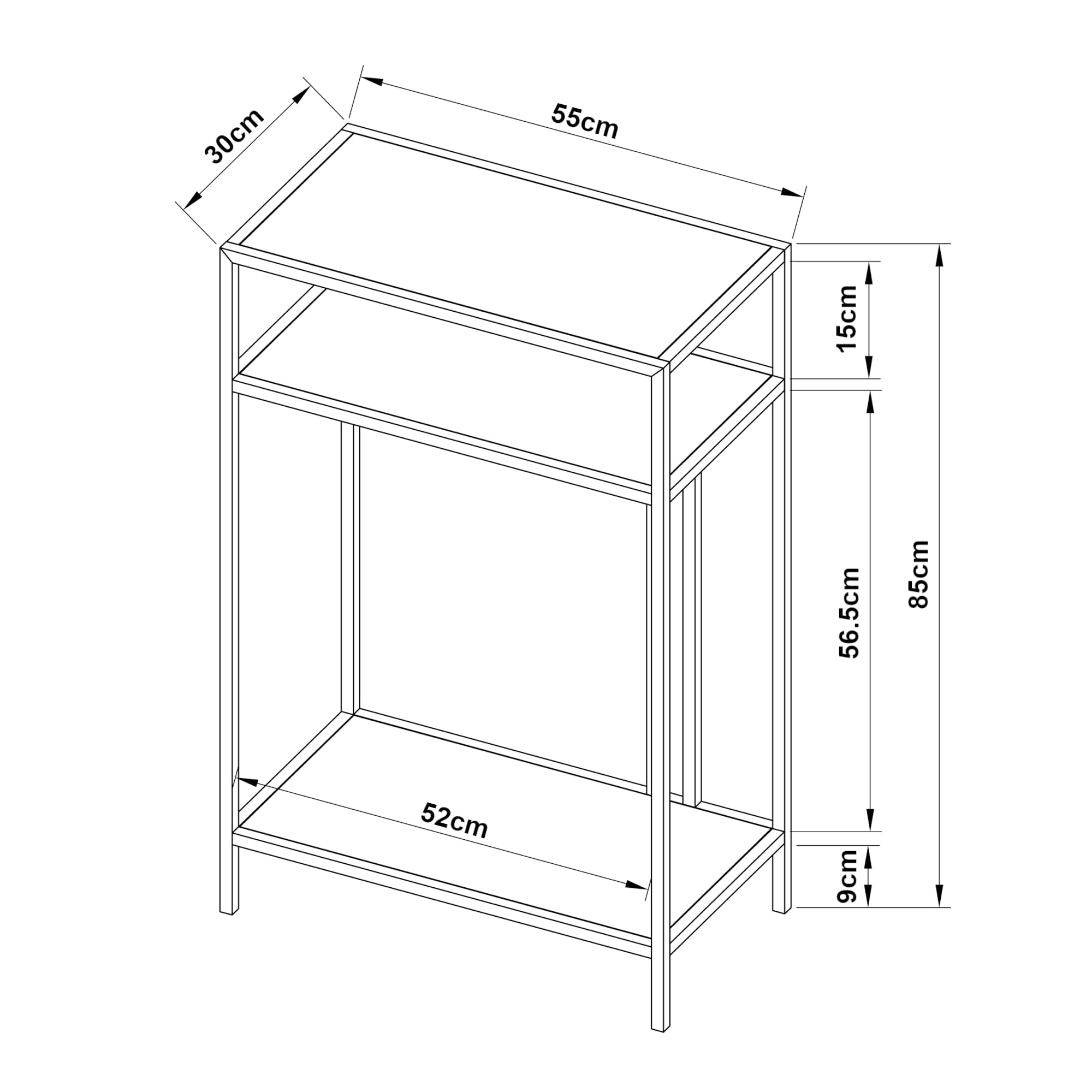 [en.casa] Konsolentisch Kumlinge Wohnzimmertisch schmal 55 x 30 x 85 cm Flurtisch mit Ablage Diele Metall Schwarz