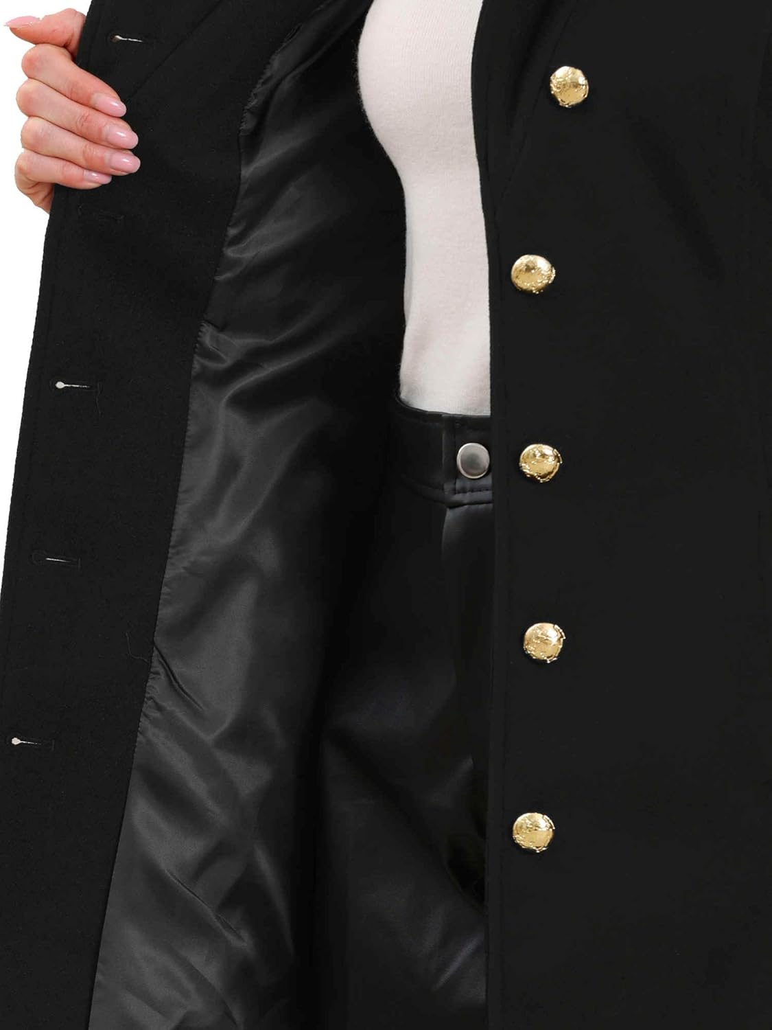 Allegra K Pea Coats for Women Long Winter Stand Collar Belted Single Breasted Trench Coat 2025 - Image 5