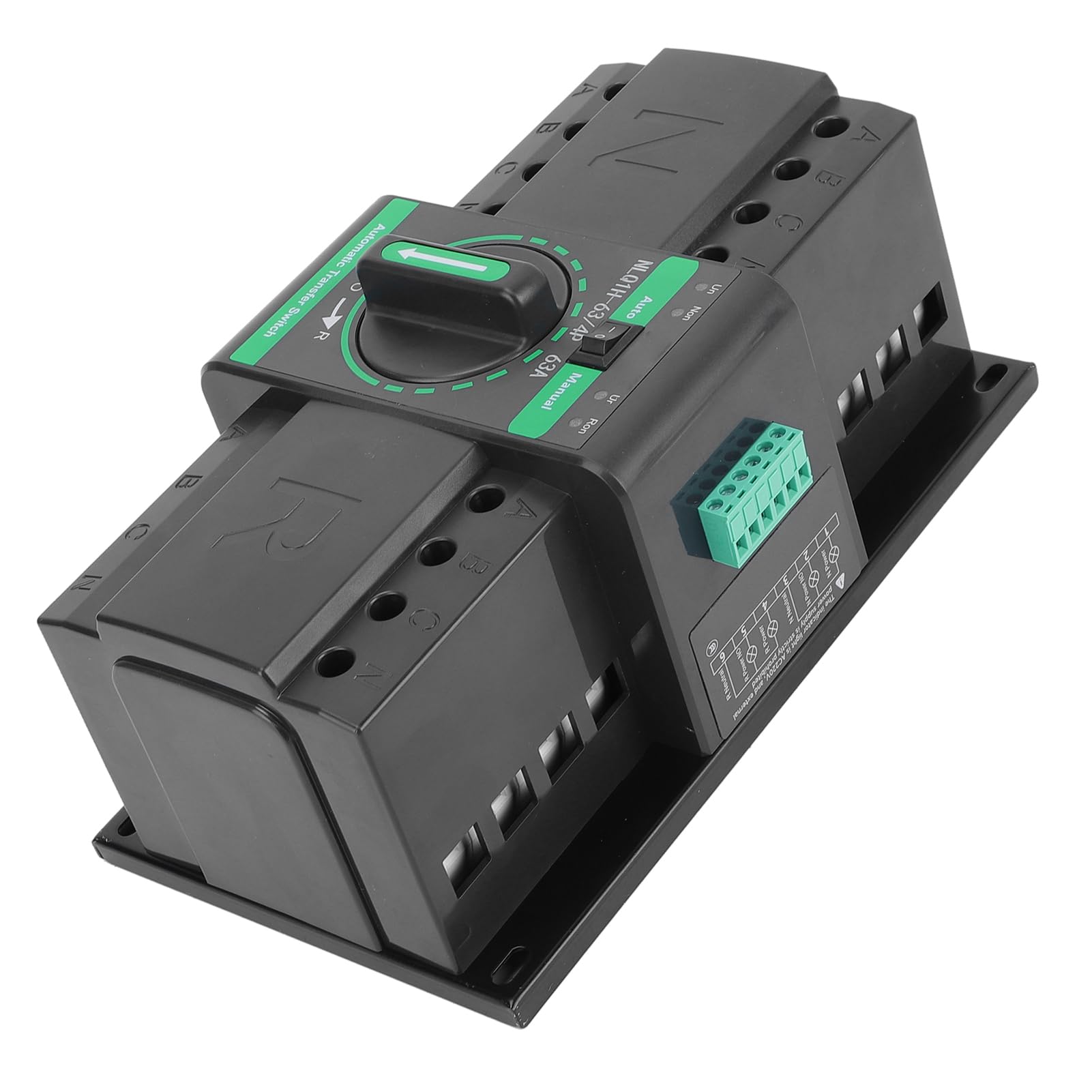 ASHATA Interruptor de Transferencia Automática de Doble Potencia 63A, Compacto y Confiable para Uso Doméstico e Industrial, Carcasa Retardante de PC