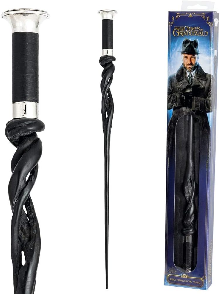 The Noble Collection - Albus Dumbledore Wand in A Standard Windowed Box - 16in (40cm) Wizarding World Wand - Fantastic Beasts Film Set Movie Props Wands