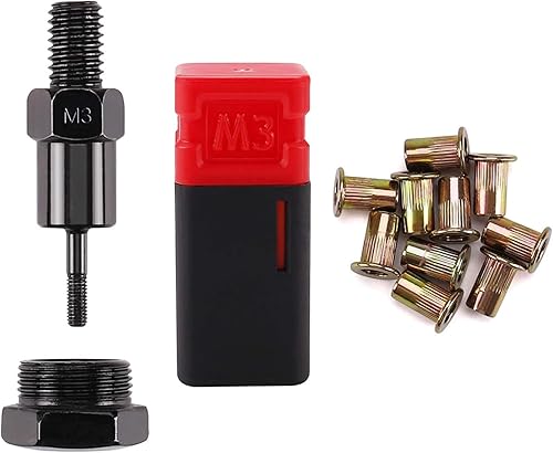 Miniatura 10 de Amjoy Mandril de herramienta de tuerca remachadora M12 y 10 tuercas de remache, juego de herramientas de remache, juego de accesorios de