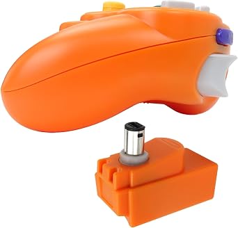 クラシック ワイヤレス コントローラー Nintend Gamecube コンソールに適合、NGC GC コンソール用ワイヤレス ゲームパッド、レシーバー/アダプター付属 オレンジ