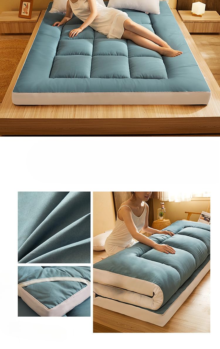 Materassino futon giapponese pieghevole, 7,6 cm, traspirante, per uso a pavimento, ideale per campeggio e ospiti, design portatile (D 89,9 x 199,9 cm)