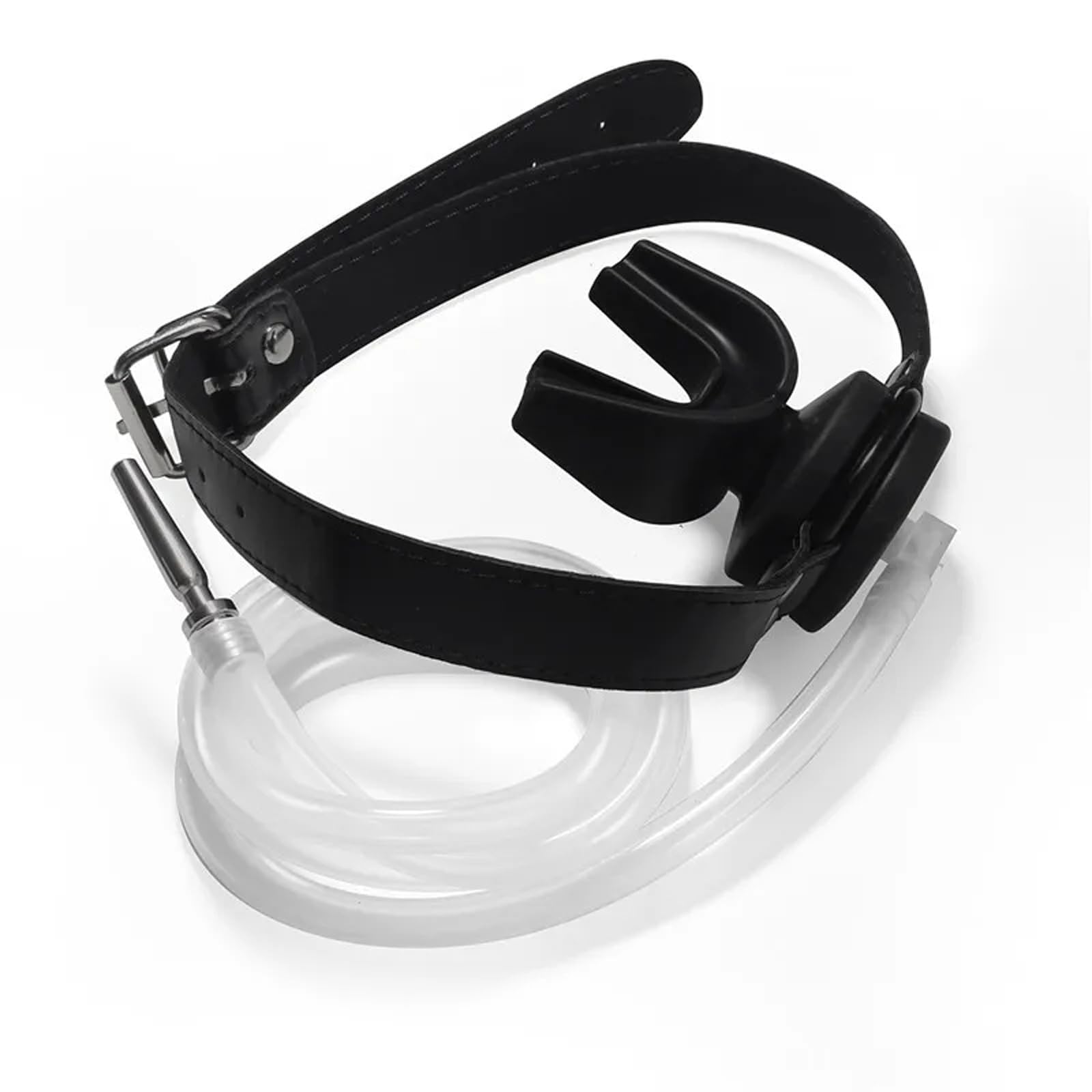SM Bocca Plug Gag Maschera in Pelle con Dilatatore Pene Plug Piss Imbuto Bondage Sesso Orale Bocca Gag BDSM Giocattoli Erotici Sessuali for Donne Uomini Coppie(Schwarz)