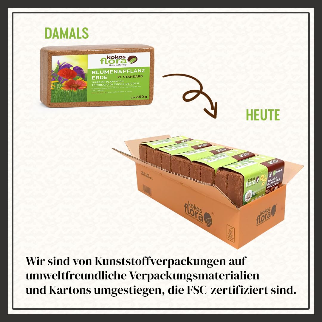 90L Kokoserde Ziegel 10 x 650g - Natürlich &Torffrei kokosfasern für Pflanzen Ideal für Innen und Außen - Topfpflanzen, Zimmerpflanzen, Balkonkästen, Gartenbeete.