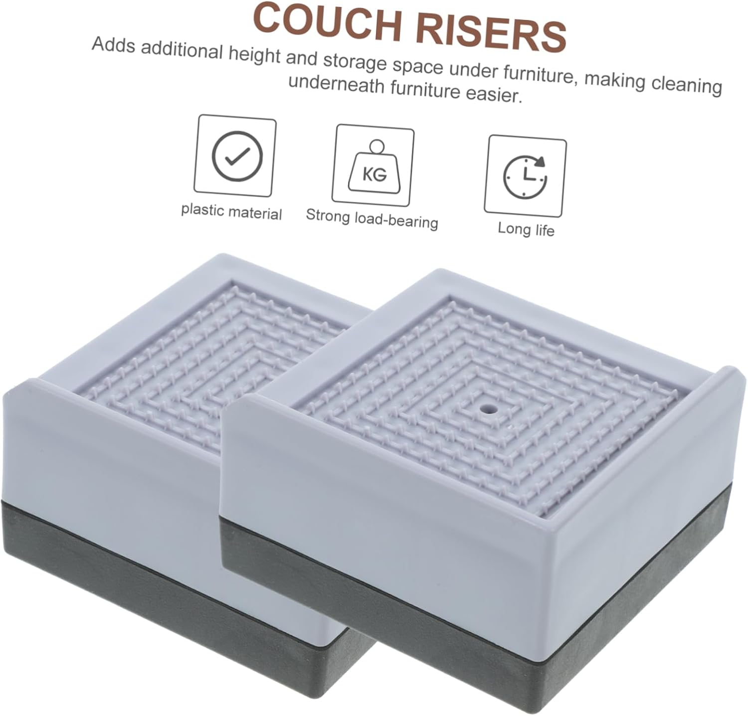 Gadpiparty 6pcs Heavy Duty Furniture Risers for Beds Sofas and Desks Non-Slip Bed Lifts for Increased Height and Under-Bed Storage Adjustable Furniture Leg Risers