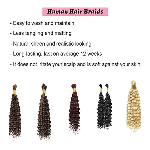 Miniatura 6 de ARNIHOLL Cabello humano trenzado a granel 12A doble dibujado micro trenzado sin trama para trenzar 20 pulgadas cuerpo (1.76 oz × 2 paquetes) 1B
