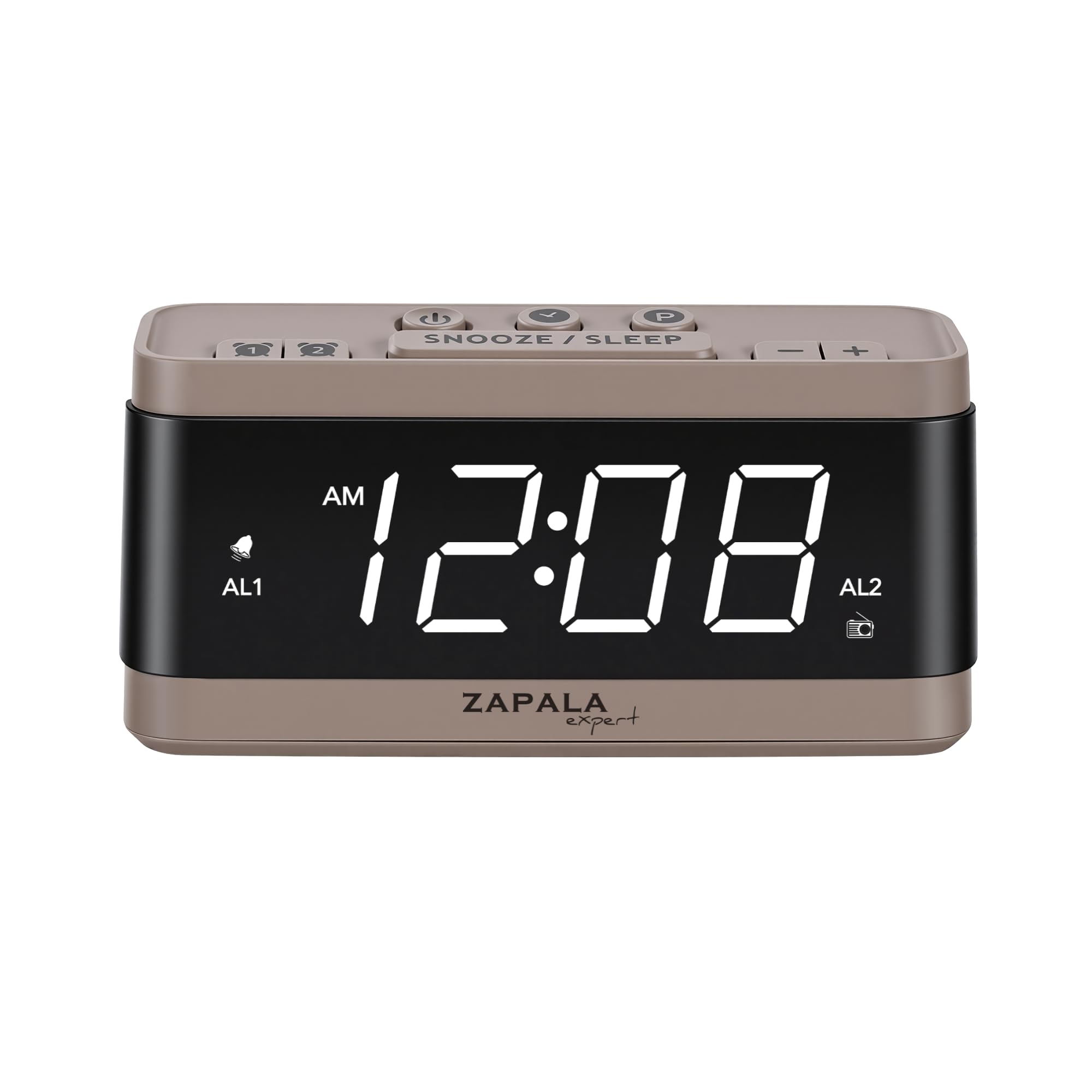 Alarm Clock Radio, 2 Alarms Large LED Display Digital FM Clock Radio with USB Charging Port, Adjustable Volume & Dimmer, Snooze for Deep Sleepers Kids (Brown) (Brown)-image-45