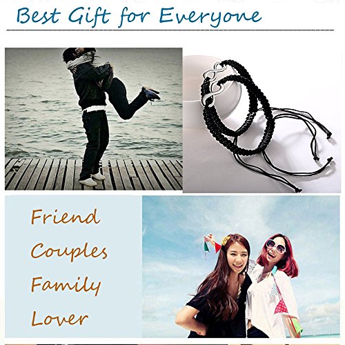 Rullar 2Pcs Women Men Boys Girls Handmade Infinity Forever Love Friendship Braided Link Strentch Couple Bracelets Black #TOP4