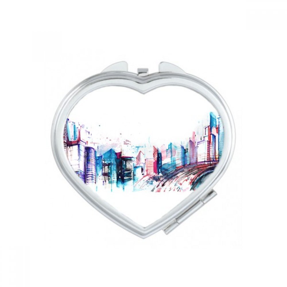 Miroir maquillage compact dessin ville mignon petit miroir de poche