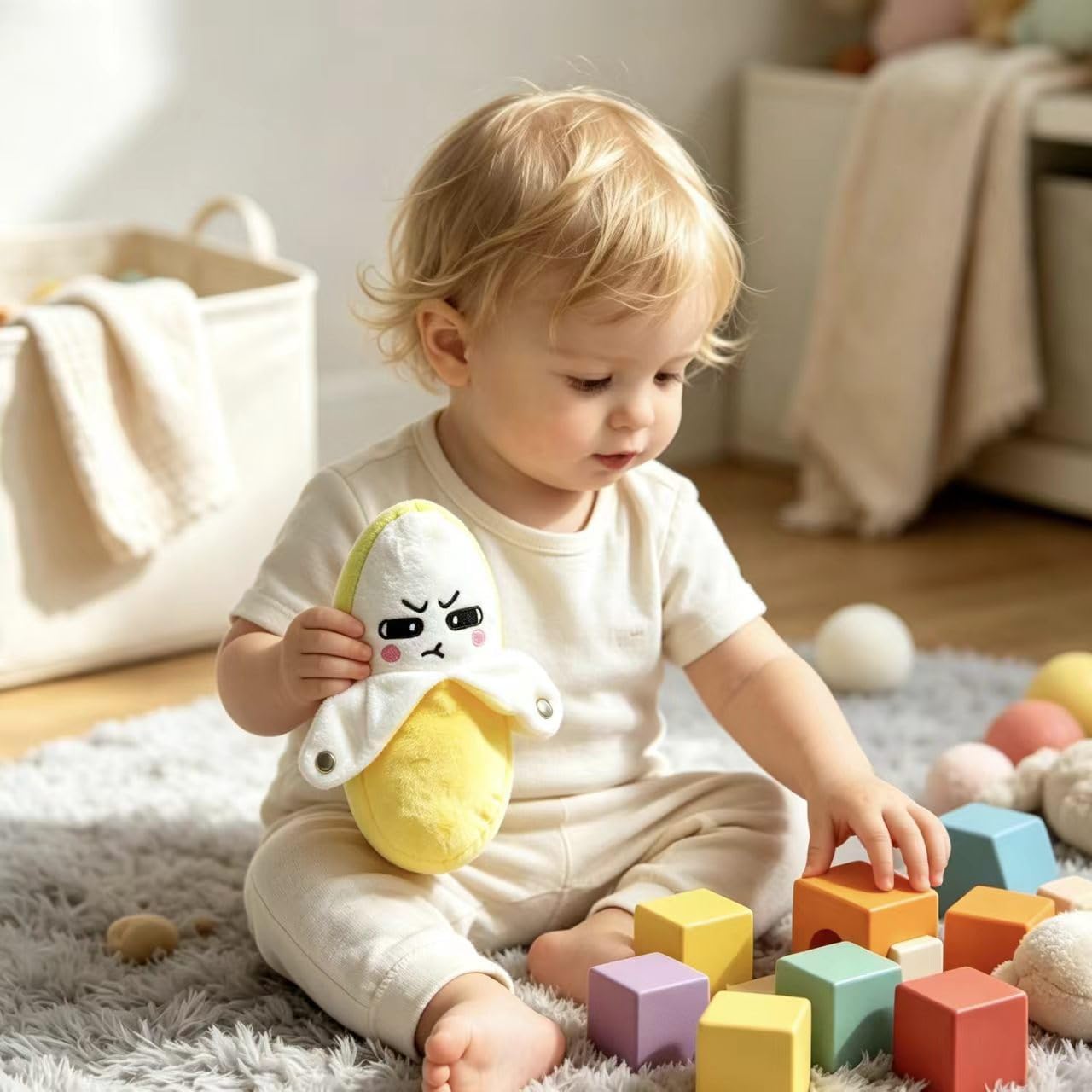 Soft Plush Musical Sensory Toy, Banana | Touch Activated Metronome Sound Fruit Doll, Dual Mode Interactive Educational Toy, Parent-Child Activity Gift for Baby Boys Girls