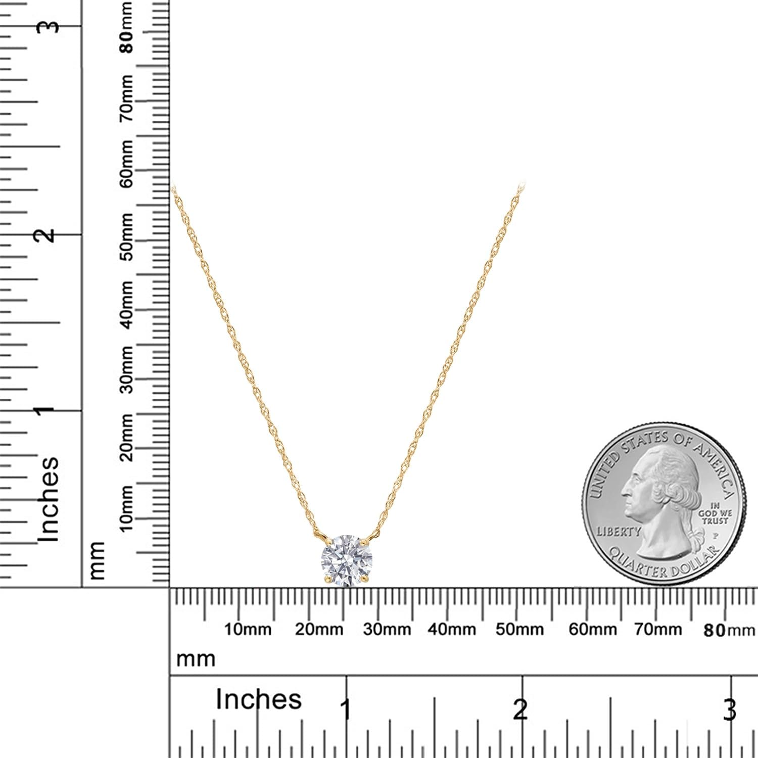 Gem Stone King 1.00 Ct IGI Certified Lab Grown Diamond Pendant Necklace for Women in 14K Yellow Gold | E-F Color | VS1-VS2 Clarity | Round Cut | With 18 Inch Chain - Image 5