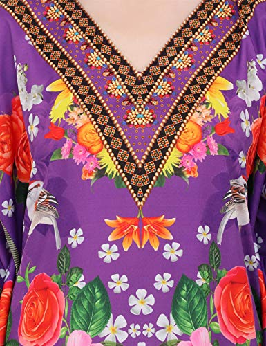 Image of Miss Lavish London Kaftan Dresses for Women Plus Size Long Batwing Sleeve Caftans, V Neck Moo Moo Printed Beach Cover Up Maxi Beach Dress, Bathing Suit Cover-Up Loungewear