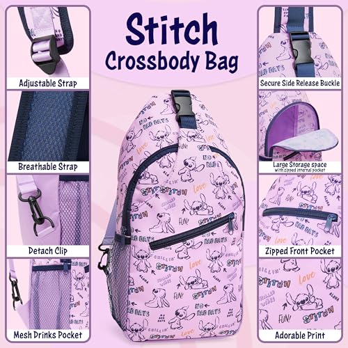 Disney Stitch Crossbody Bags for Women Sling Bag for Teens Chest Bag Travel Essentials Stitch Gifts for Girls4