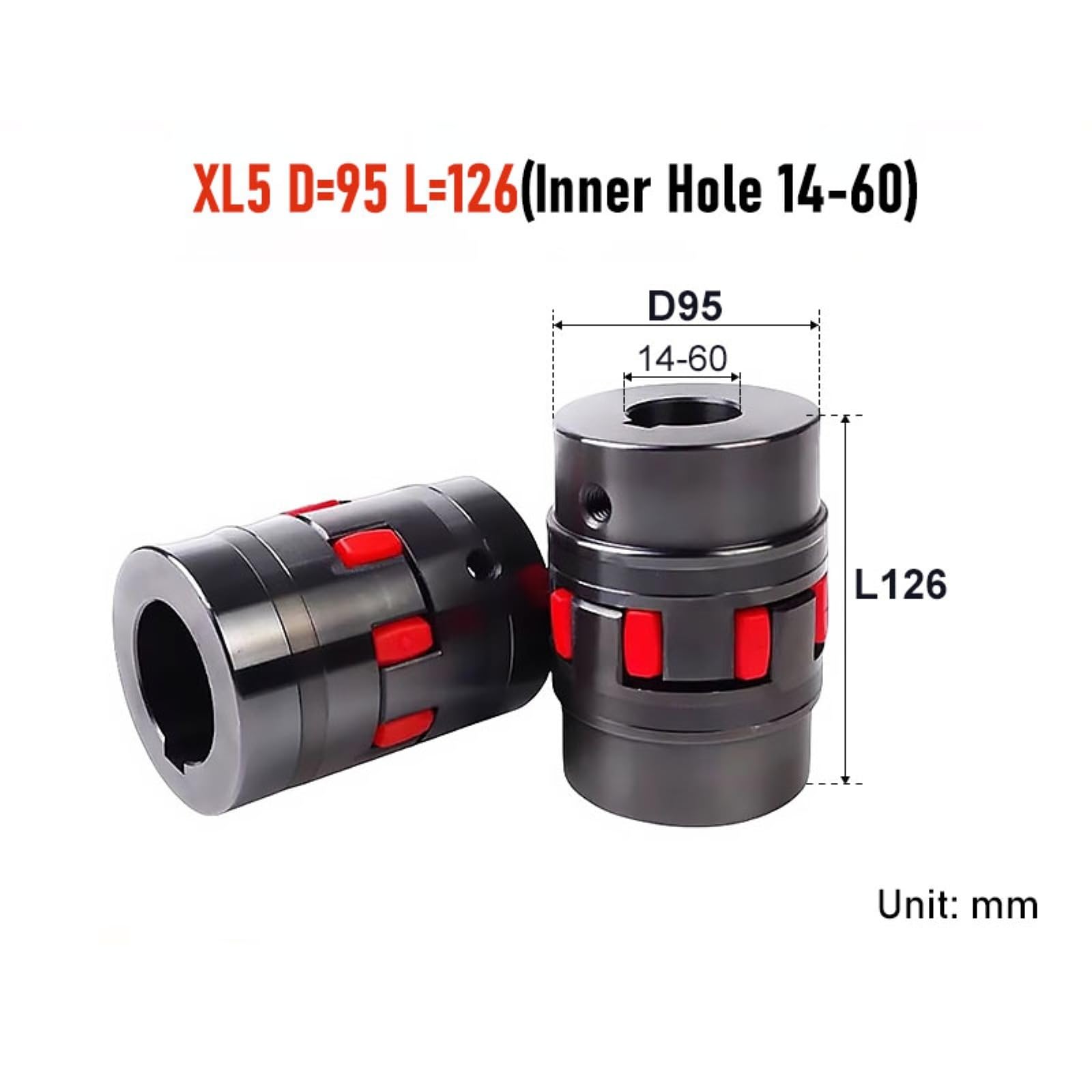 Giunto a Stella XL5, Giunto Elastico Plum Blossom, Diametro Interno D95 L126, 14mm-60mm, Giunti ad Artiglio a Coppia Elevata(25-35mm)