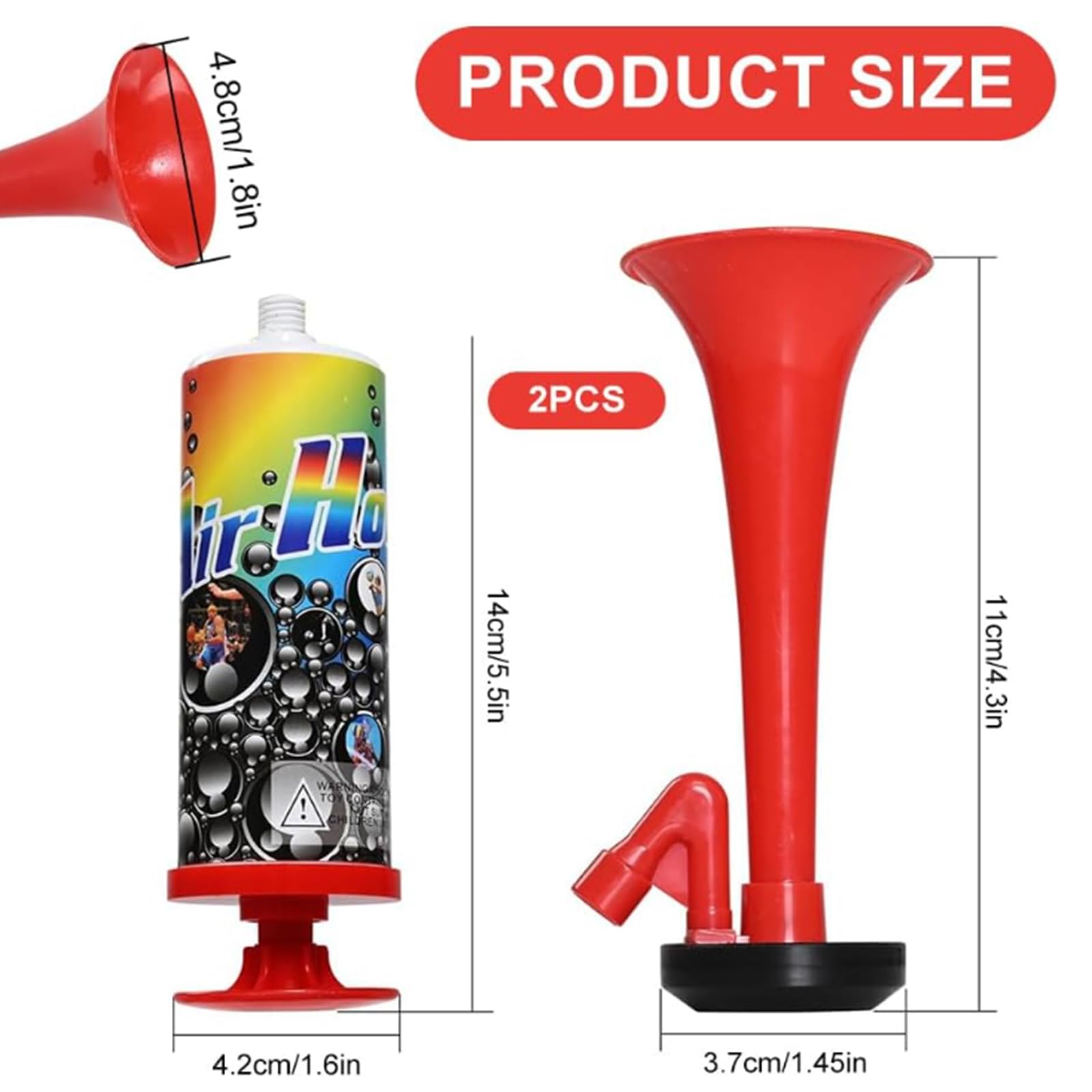 Bocina, 2 PCS Bocina Aire Comprimido, Omba de Aire de Mano, Bocinas de Aire, para Aficionados al Fútbol Adecuada para Estadios, Fiestas y Eventos Deportivos