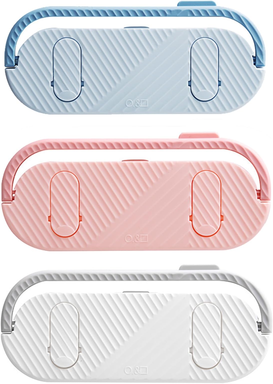 Gurxi 3 Pieces Shoe Rack, Plastic Shoe Rack, Foldable Shoe Rack for Wall Mount, for Bedroom, Living Room, Bathroom, Hanging Shoe Rack, Without Drilling, Blue Pink White