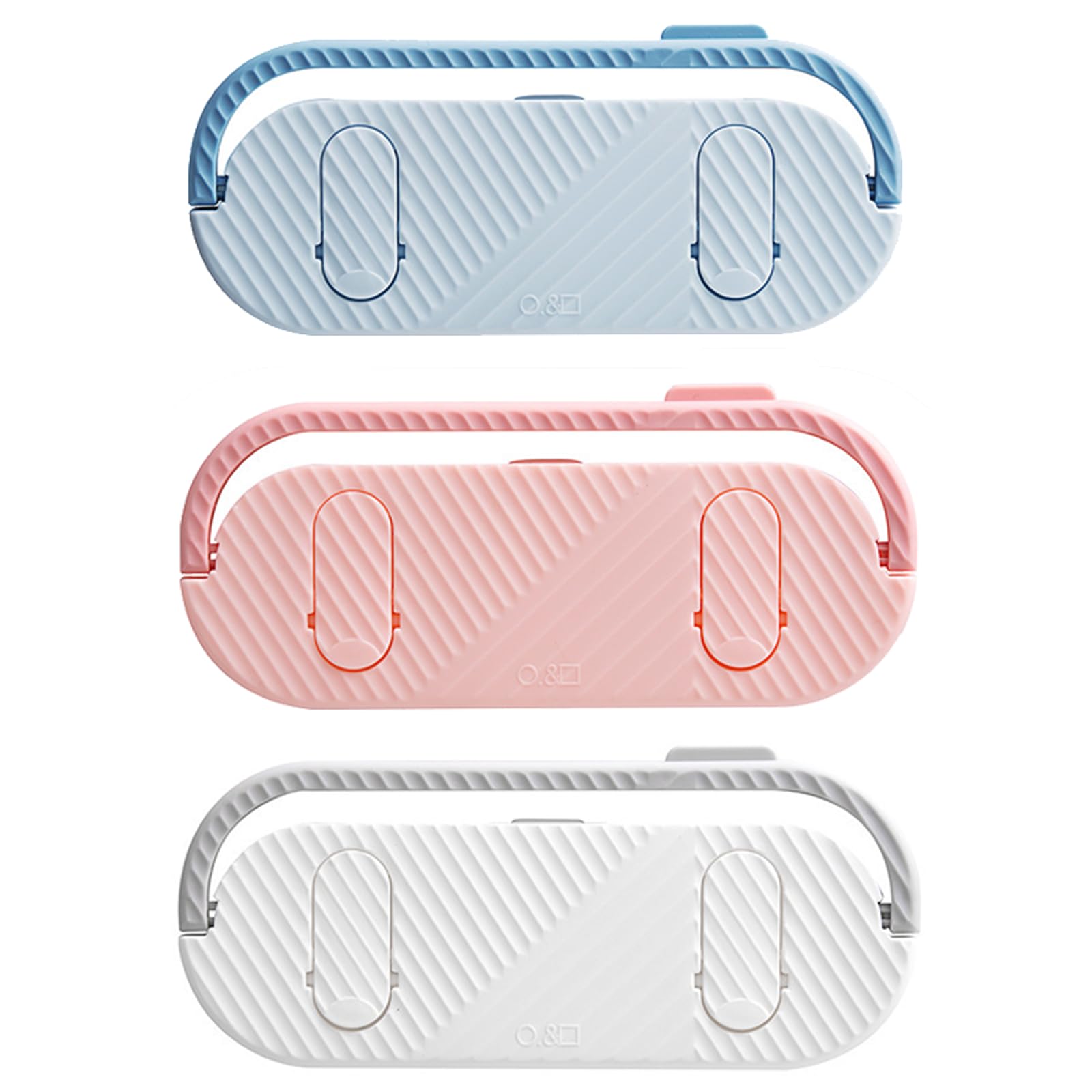 Gurxi 3 Pieces Shoe Rack, Plastic Shoe Rack, Foldable Shoe Rack for Wall Mount, for Bedroom, Living Room, Bathroom, Hanging Shoe Rack, Without Drilling, Blue Pink White