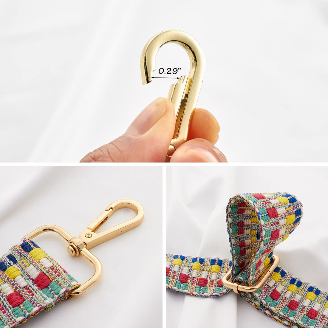 Youteer Adjustable Shoulder Crossbody Bag Strap Gold Buckle Replacement Handbag Strap Wide Purse Strap with Leather Chromatic Stripe