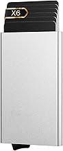 O³ Porte Carte Homme, Étui Protection RFID [ Léger - Aluminium ] Portefeuille Carte bancaire Anti piratage - Anti fraude - Élégant et Minimaliste (Argentée)