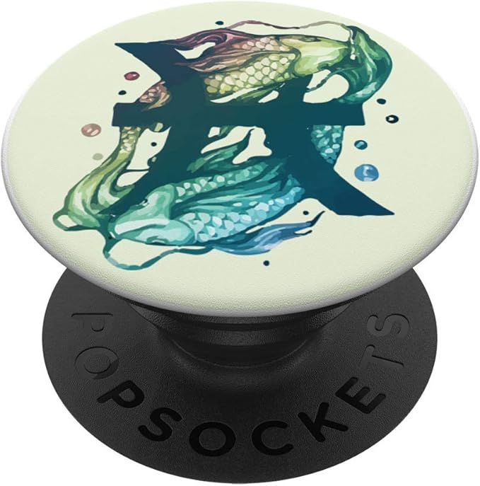 Pisces Water Sign Fish Horoscope Birthday Gift Zodiac Sign PopSockets PopGrip: Swappable Grip for Phones & Tablets