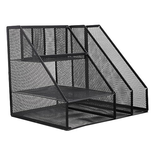 ARTIBETTER 1pc Simple Organizer Iron Multi-compartment Document Storage Rack Black File Sorting Rack Office Desktop