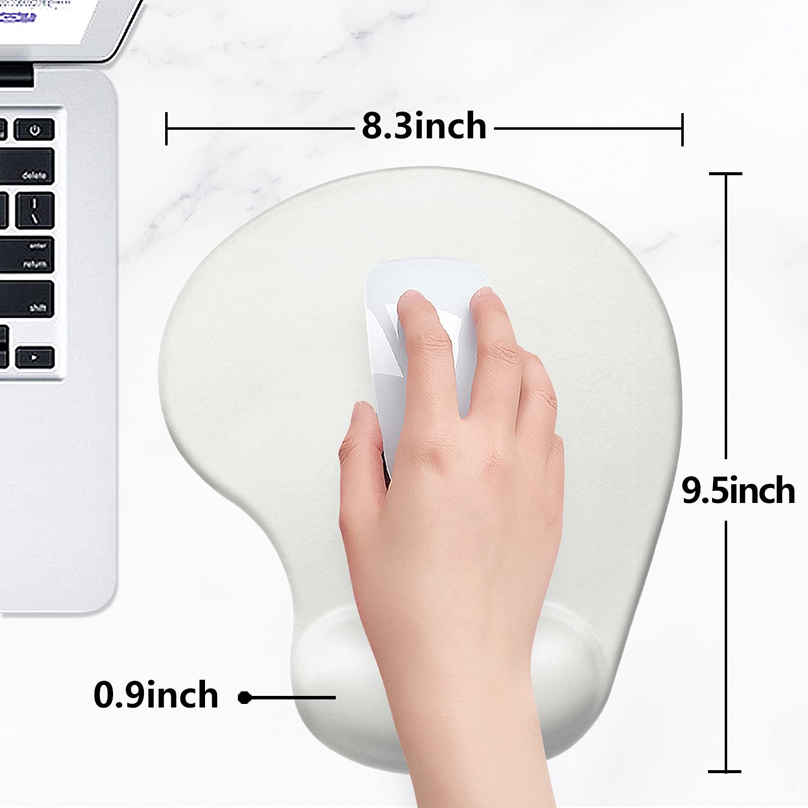 Hsurbtra Tappetino per mouse ergonomico con supporto per il polso, tappetino per mouse in gel con base antiscivolo in PU, tappetino per mouse in memory foam per alleviare il dolore, per laptop, PC, - Vista 6