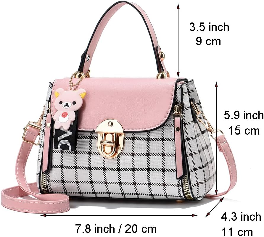 Xiaoyu Small Purses and Handbags for Women Fashion Teenage Girls Crossbody Bag Lightweight Shoulder Bag Plaid Pattern Satchel