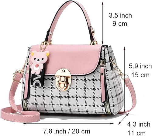 Miniatura 3 de Xiaoyu Bolsos pequeños y bolsos de mano para mujer, de moda para adolescentes, bolso cruzado, bolso ligero de hombro, estampado de cuadros, bandolera
