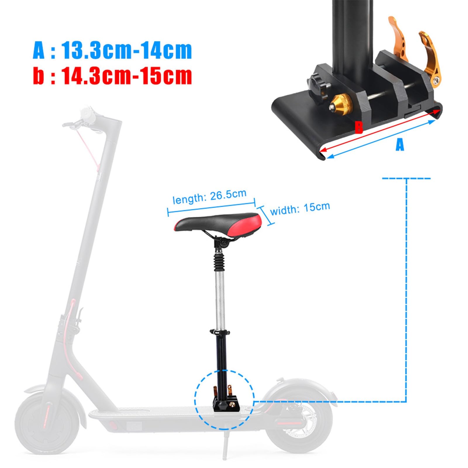 Foldable Adjustable Electric Scooter Seat, Saddle Replacement for M365 Improved Riding Comfort and Easy Installation Foam Padded Cushion and Double Shock Absorption