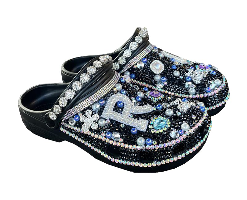Hanfike Womens Casual Fashion Slide Mules with Rhinestone Closed Toe Comfort Flats
