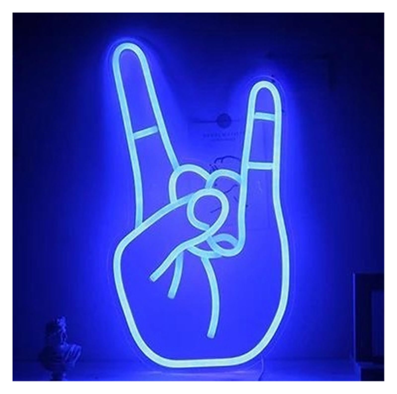 SHOUXI Sign Lamp Peace Gesture Neon Sign Shape Finger Hanging Wall Night Light Art Bedroom Decor Lamp 42x23.5cm