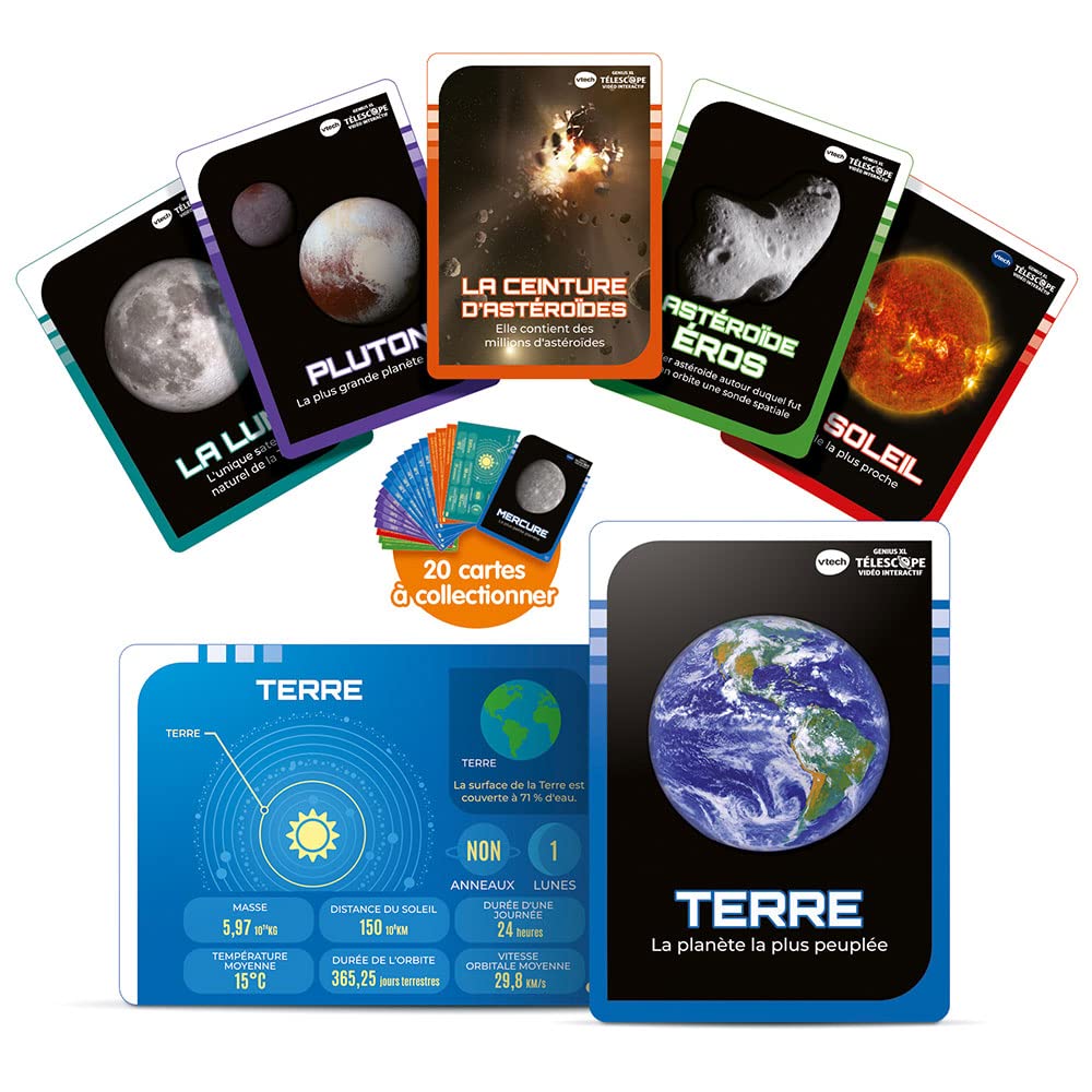 VTech - Genius XL Télescope Vidéo Interactif, Télescope Enfant avec Écran Couleur Numérique, Photos et Vidéos de la NASA, Jouet Scientifique Éducatif, Cadeau Enfant Dès 7 Ans - Contenu en Français