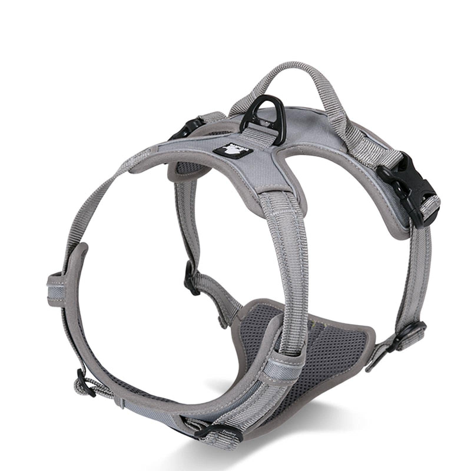 Ceinture de sécurité réfléchissante en nylon pour chien de grande taille - Rembourrée - Réglable - Pour animal de compagnie - Taille M - Gris