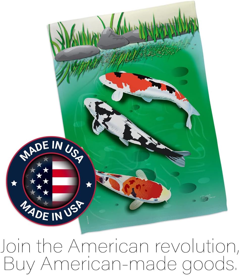 Breeze Decor Koi Garden Flag Coastal Sea Creatures Nautical Ocean Fish Outdoor Summer Marine House Decoration Banner Small Yard Gift Double-Sided, Made in USA, 13"x18.5"