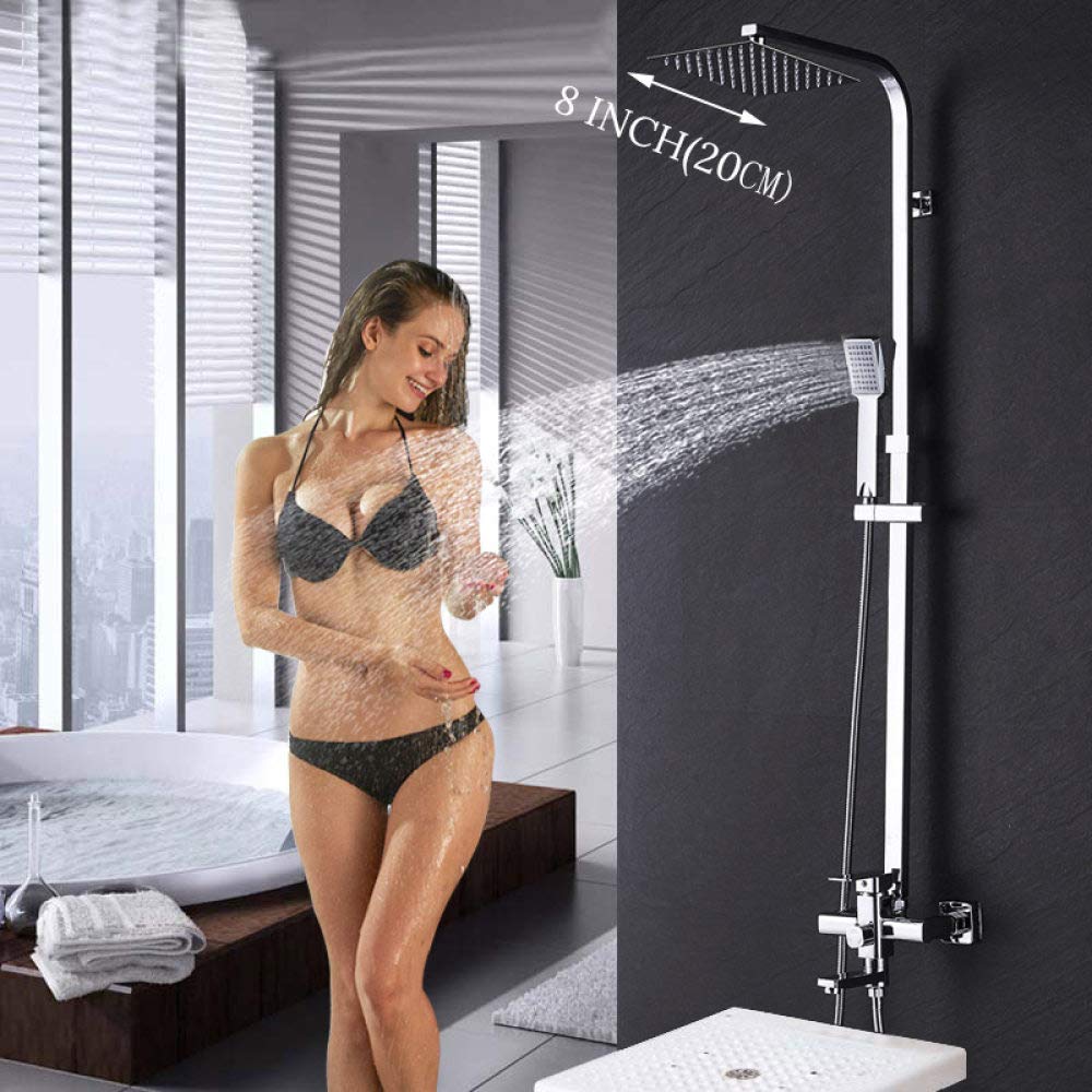 Douche à eau chaude et froide chromée au design épuré pour salle de bain