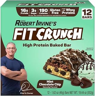 FIT-CRUNCH Mint Chocolate Chip Baked Snack Bars - 16g Protein - 12ct/19.44oz 552g