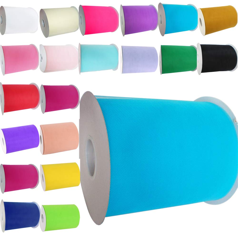 Time to Sparkle 2 Rolls Tulle Roll Spool 6 Inchs x 100yards Tutu Party Birthday Wraping Crafts Bridal Bow Skirt Wedding Decor - Aqua — image 1