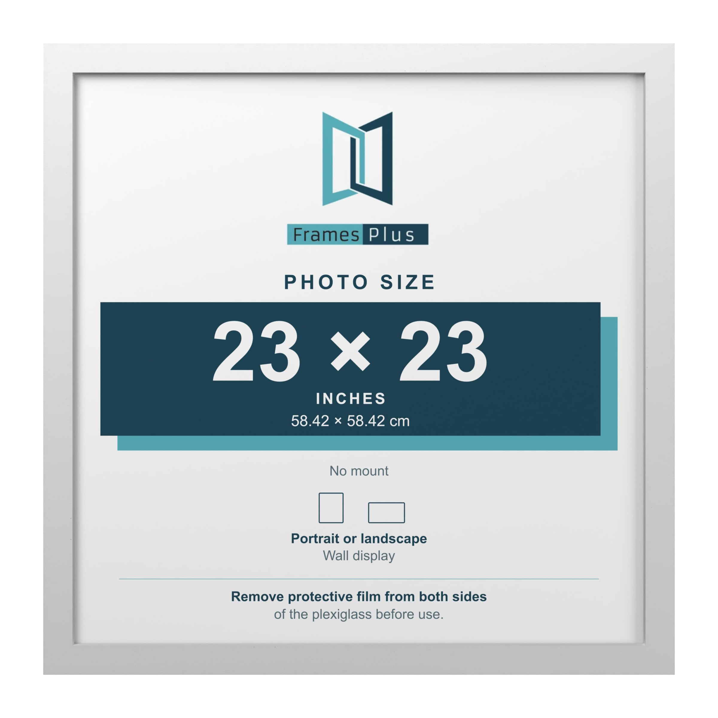 FramesPlus 23x23 Inch Square Poster Frame, White, Modern Photo Frame