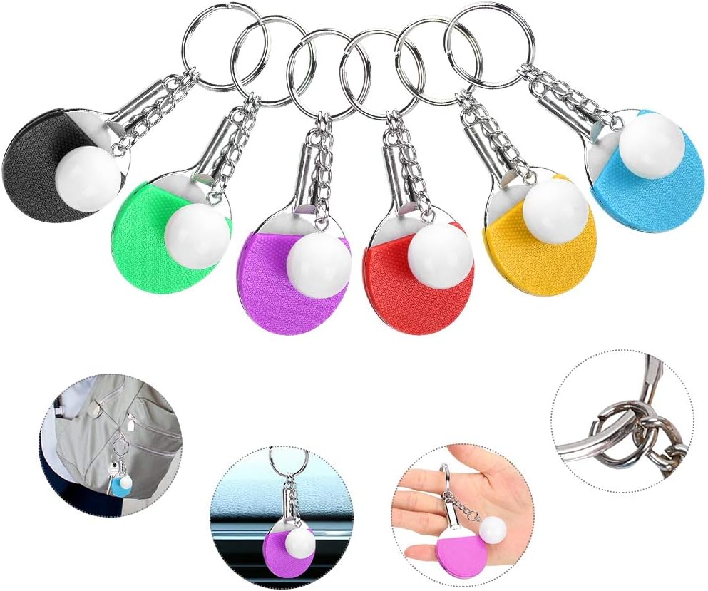 24Pcs Table Tennis Keyring Cute Mini Ball Design Pendant Key Chain Key Rings with Racket and Ball for Sport Lovers Fans Carnival Prizes