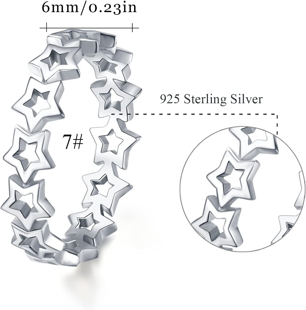 Star Ring for Women 925 Sterling Silver for Lovers Gifts