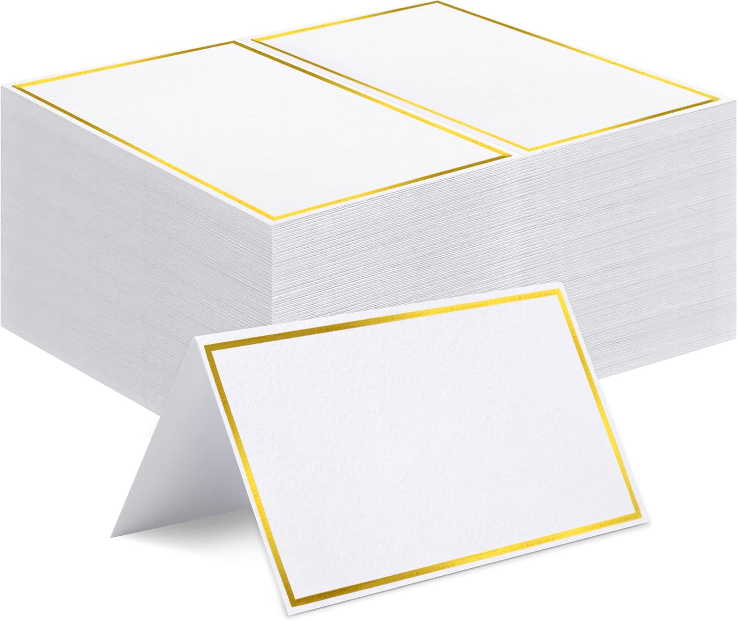 120 Pcs Place Cards, 2x3.5in Blank Fillable Banquet Seat Card with Gold Foil Frame for Table Setting, Escort Card, Wedding Place Cards for Wedding,